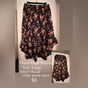 Floral High waisted Skirt
